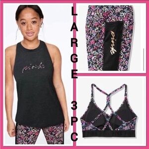 NWT VS PINK 3 piece Floral Activewear Set